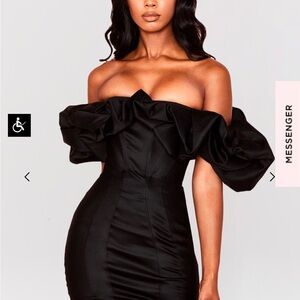 HOUSE OF CB SELENA
BLACK SATIN PUFF SHOULDER DRESS
XS